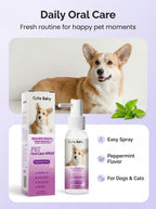 Cute Baby Peppermint Pet Oral Spray (100ml/3.4FL. OZ) | Natural Plant Extract Dog & Cat Breath Freshener & Dental Spray